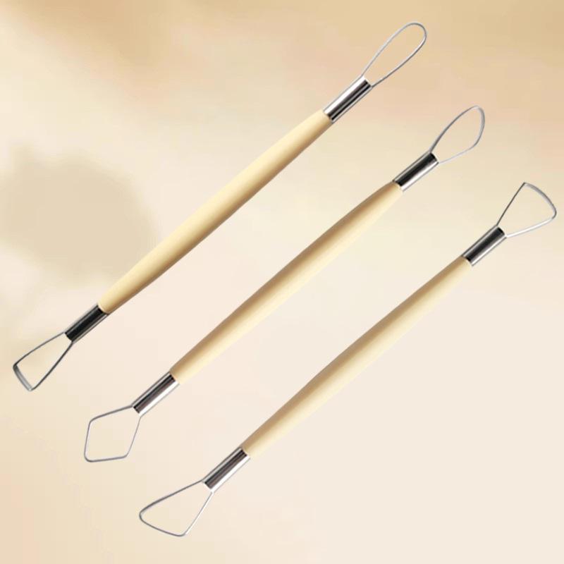 Children's 3-Piece Double-Ended Stainless Steel Clay Sculpting Tools Set