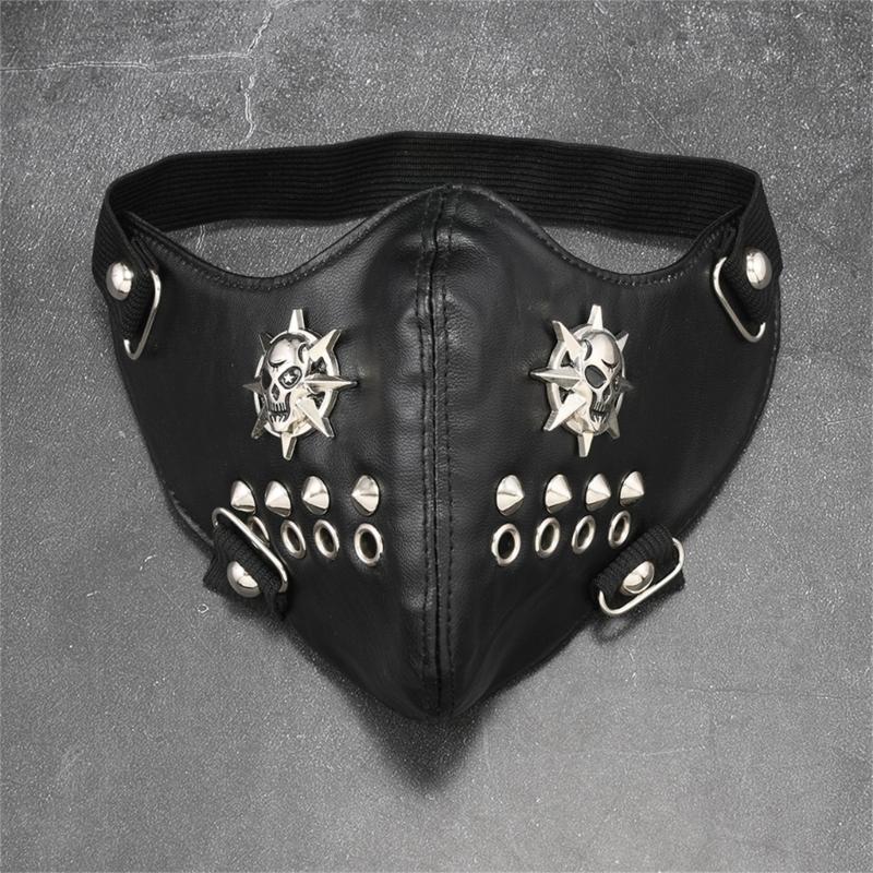 Punk Faux Leather Mask,Wind Protector Motorcycle Biker Half Face Mask,Anti Dust Sport Mask Cosplay Halloween Costume