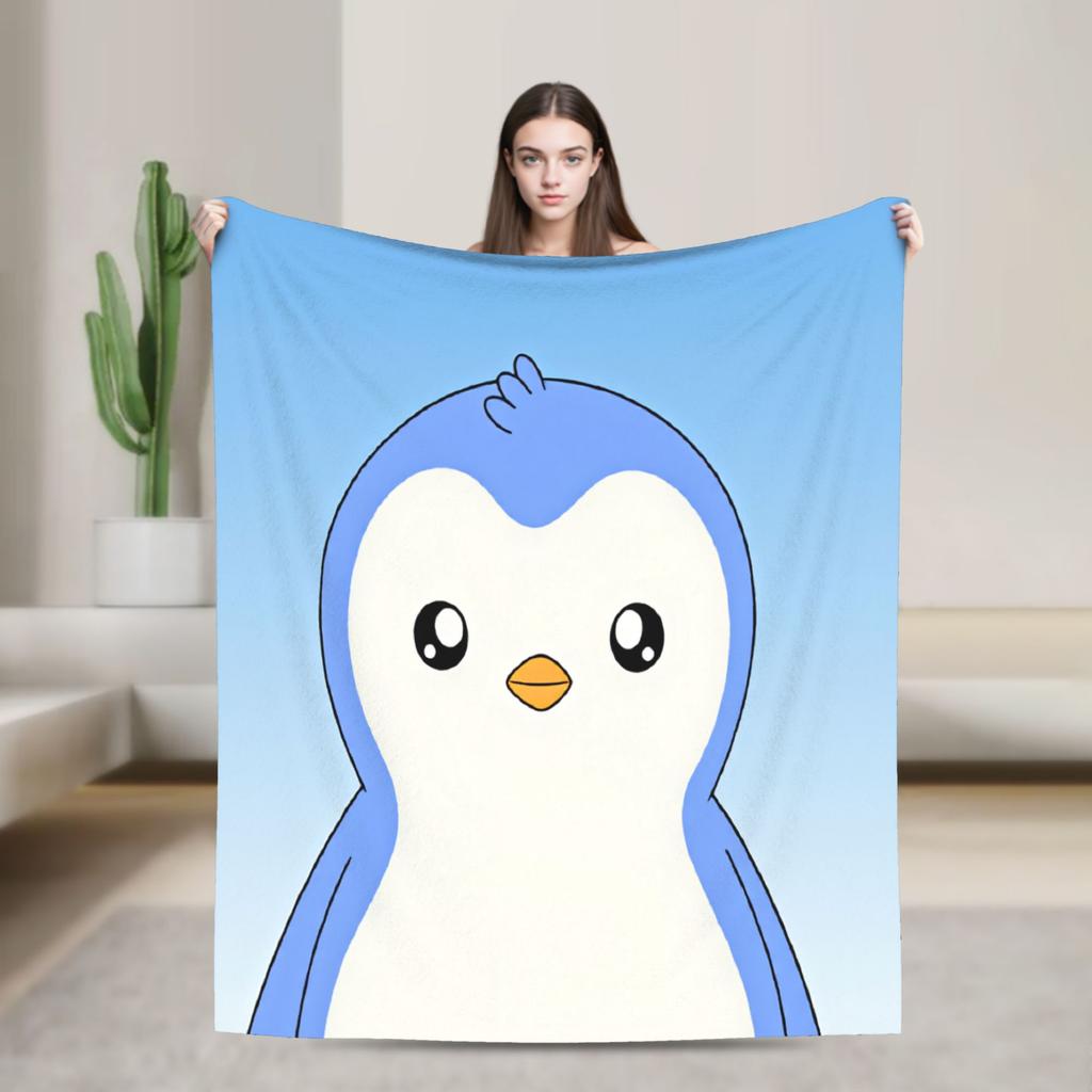 PPudgy Penguin Blanket Warm Funny Plush Bedding Throws For Couch Chair Airplane Travel Flannel Bedspread Bed Cover