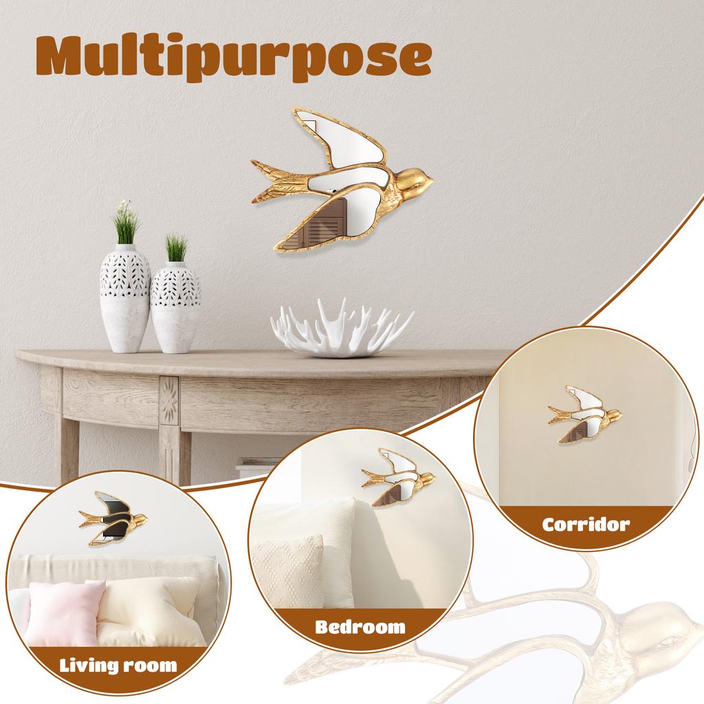 Decorative Animal Wall Mirror Creative Swallow/Dragonfly/Butterfly Shape Mirror Vintage Wall-mounted Decorative Mirrors for Home