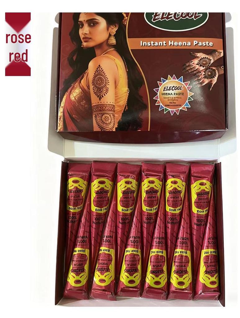 Plant-Based Henna Tattoo Paste: Hand-Painted Semi-Concealing Cream with Various Shades Available