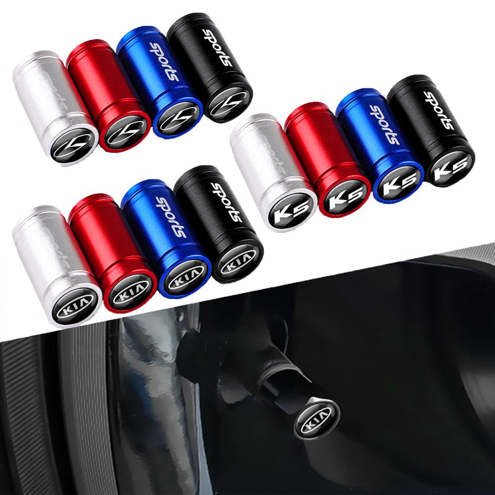 VTMI5 4Pcs Car Wheel Tire Valve Caps Accessories For KIA EV6 Stinger RIO Sorento Picanto Ceed Borrego Syros K4 K5 Pegas Cerato Optima