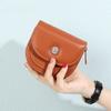 Women Mini Wallet PU Leather Coin Purse Zipper Card Holder Small Half Moon Clutch Snap Button Wristlet Change Purse