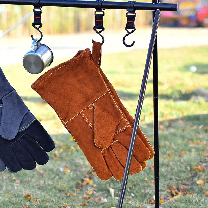 Extra Long Flame Retardant Cowhide BBQ Gloves - Heat Resistant Up To 500°F - Anti-Scald Protection for Baking, Oven, Boiler, and Grilling