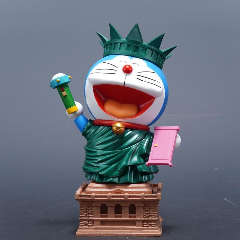 Free Muse Doraemon Figure Jingle Cat Car Desktop Chassis Ornament Toy, Anime Two-dimensional Doll