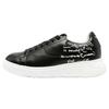 Leather Round Toe Thick Sole Lace-Up Low Top Sneakers Women Sneakers Black X3X024XN894A120
