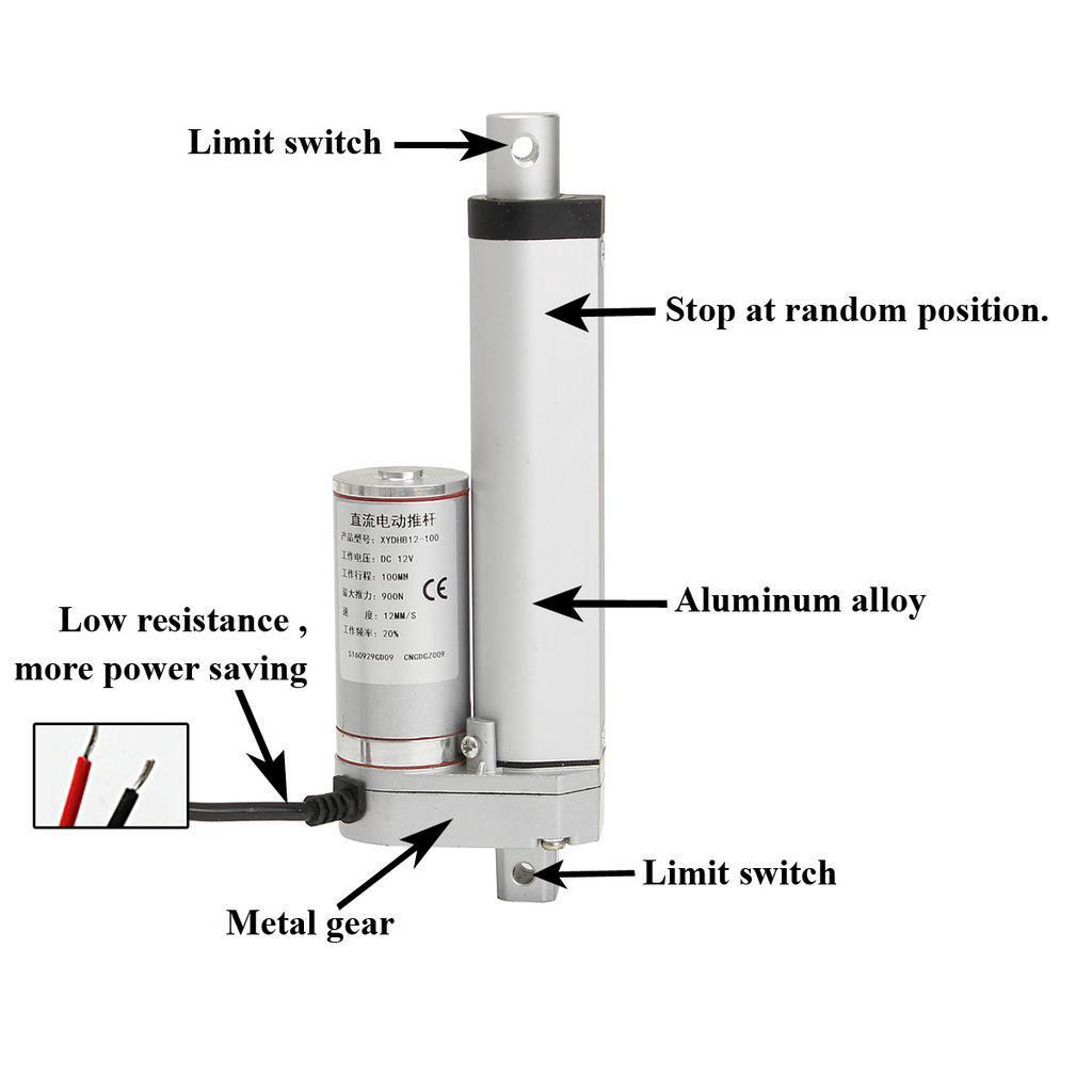 12V IP54 500N 50-400mm Lineárny aktuátor Motor Elektrický Priemyselný Zdvíhacie Dvere Otvárač Zdvíhací Nástroj Menovitá rýchlosť Nádherná Biela