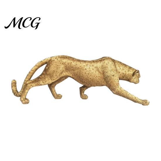 Büro-Desktop-Dekoration Goldene Leopard-Figur Modell, Lebendige Statue, Hockende Lauffigur, Harz Eingangsbereich Dekorationsartikel Schmuck für TV-Ständer