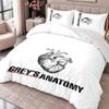 Greys Anatomy 3Pcs Bedding Set Duvet Cover With Two Pillowcases For Bedroom Home Decoration