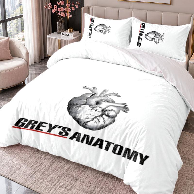 Greys Anatomy 3Pcs Bedding Set Duvet Cover With Two Pillowcases For Bedroom Home Decoration