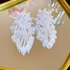 Silver Needle Acrylic Bead Tassel Earrings - Fashionable High-End Stud Earrings for Women