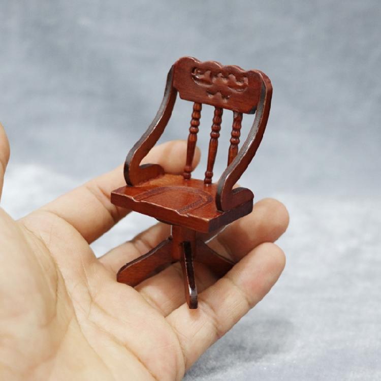 Realistic Miniature Wooden Office Desk With Chair 1/12 Scale Historical Study Room Addition For Models