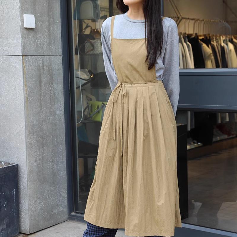 Long Lightweight Waterproof Apron with Pockets for Beauty Salon Nail Oil-proof Pleated Women's Kitchen Apron Anti-hair Pet Apron