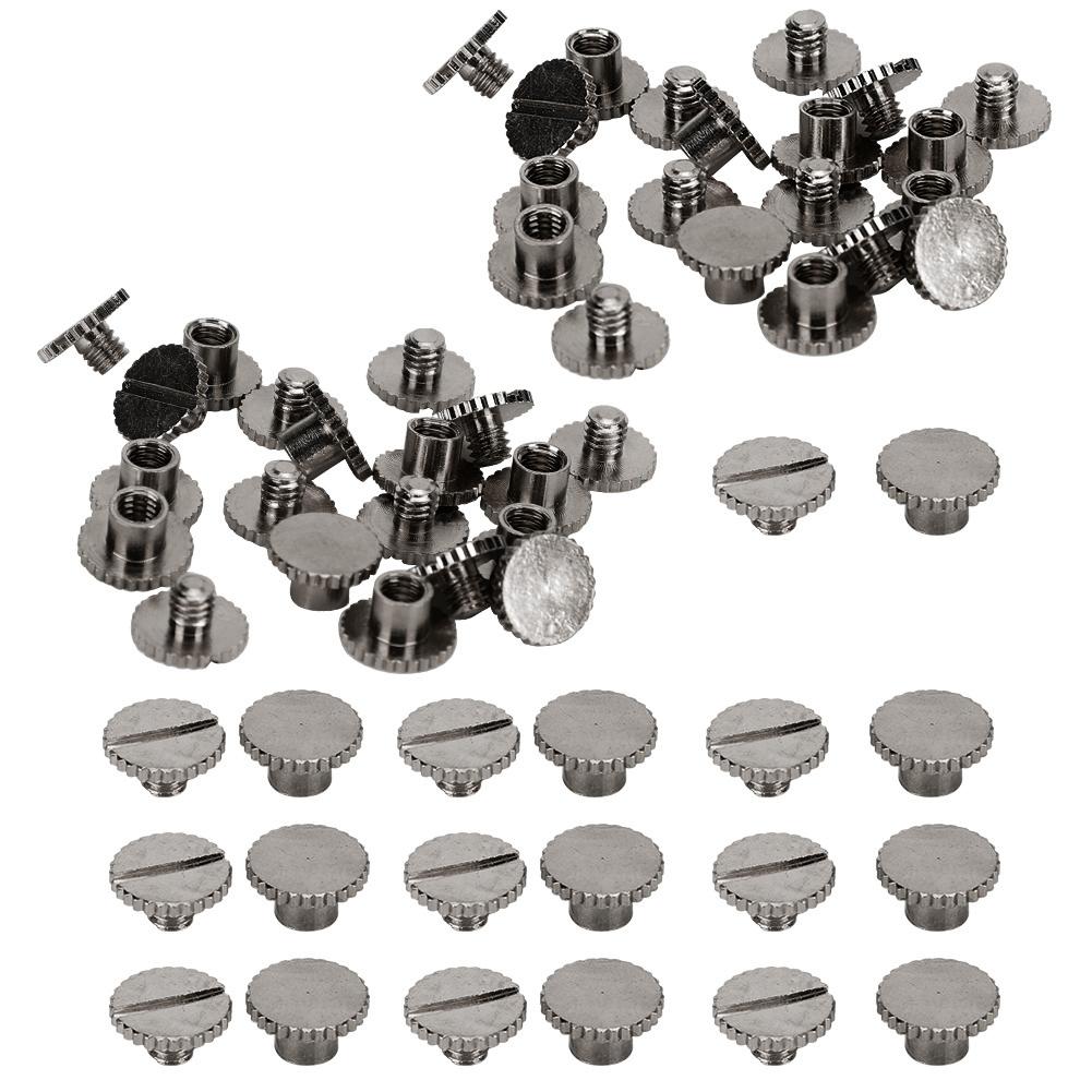30 Sett Boknagler Rillet Flatt Messing Lærinnbinding Knapp Nagle 9,5x4mm Spiker 4mm Skrue(Svart )