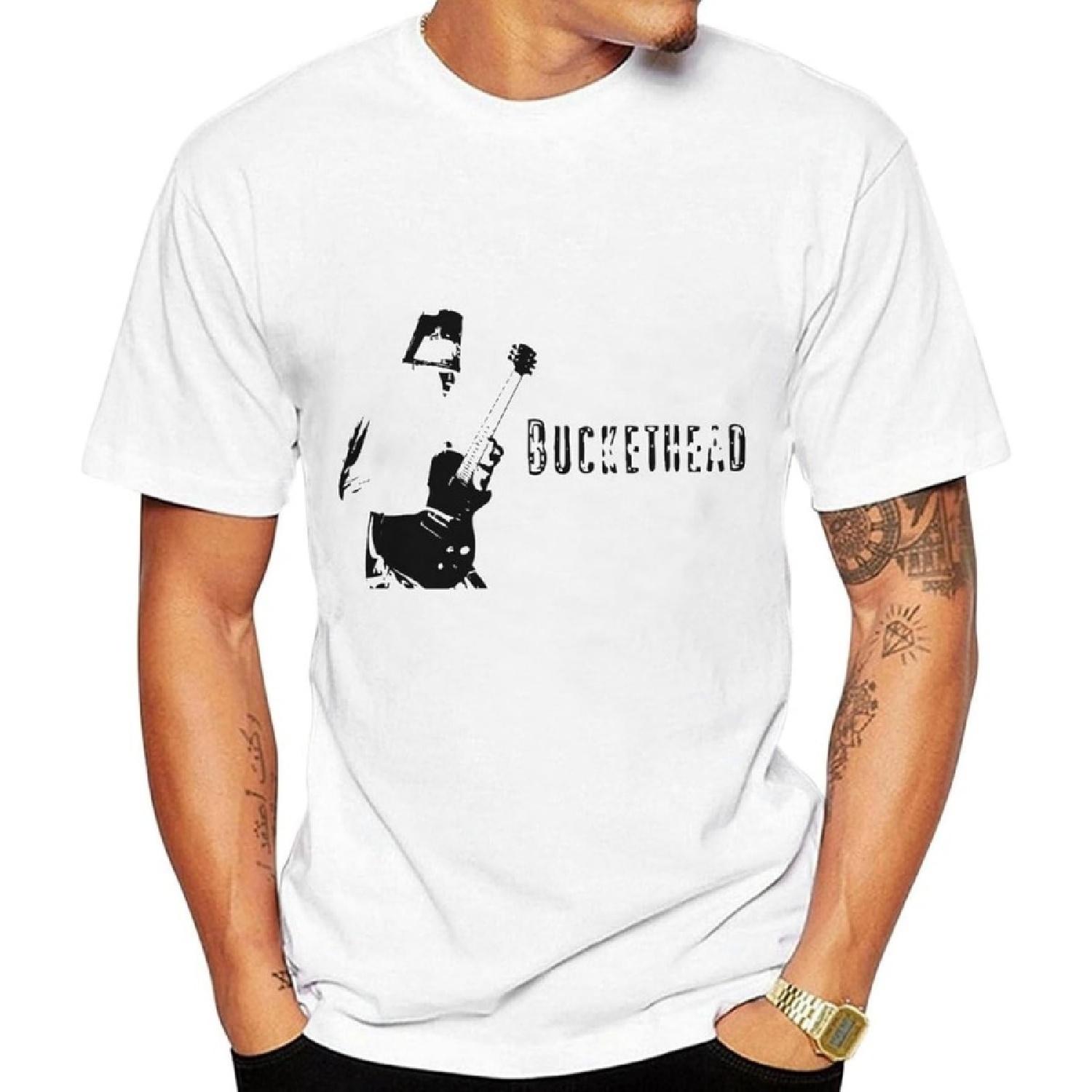 Penqino Men s Short Sleeve T-Shirt Buckethead Men s Athletic T-Shirts Breathable Crew Neck XXXXXL белый