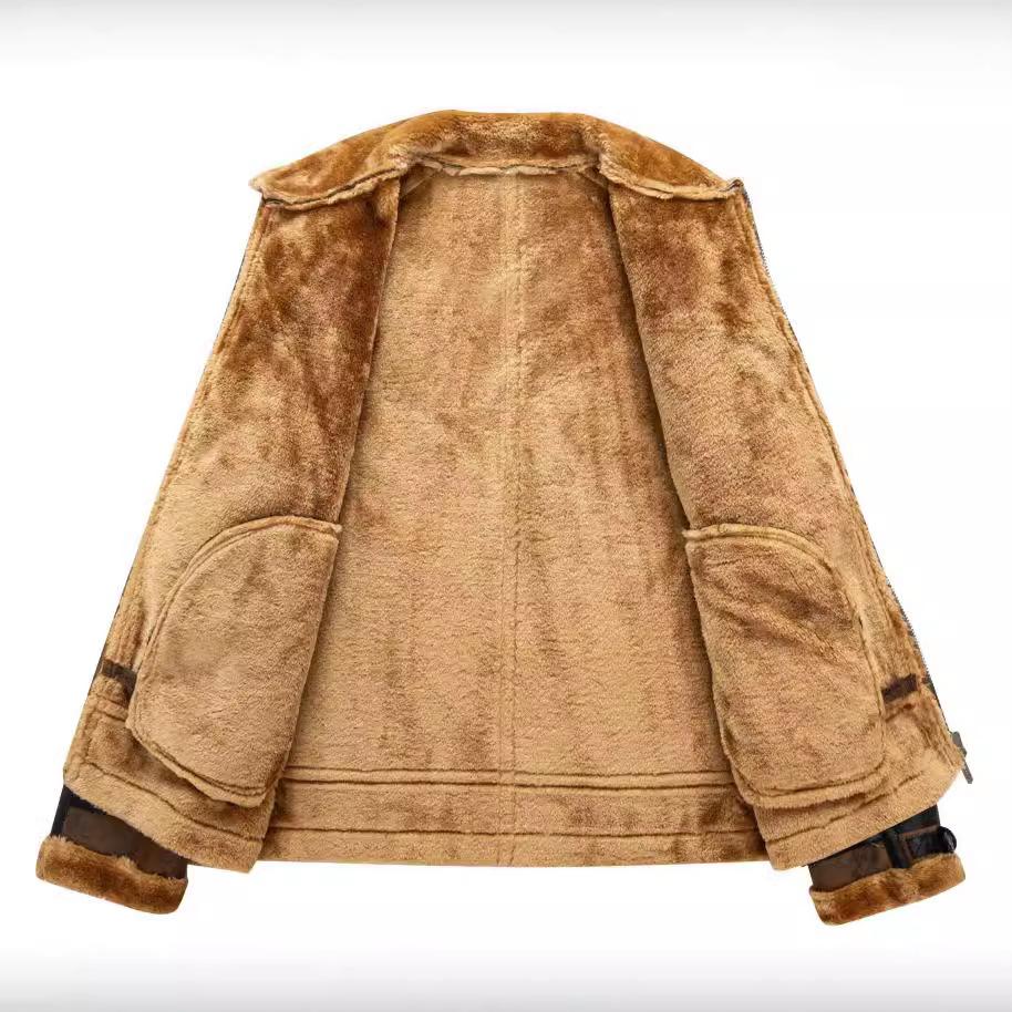 New Men's Autumn and Winter Velvet Thickened Fur All-in-one Men's Leather Jacket Men's Jacket