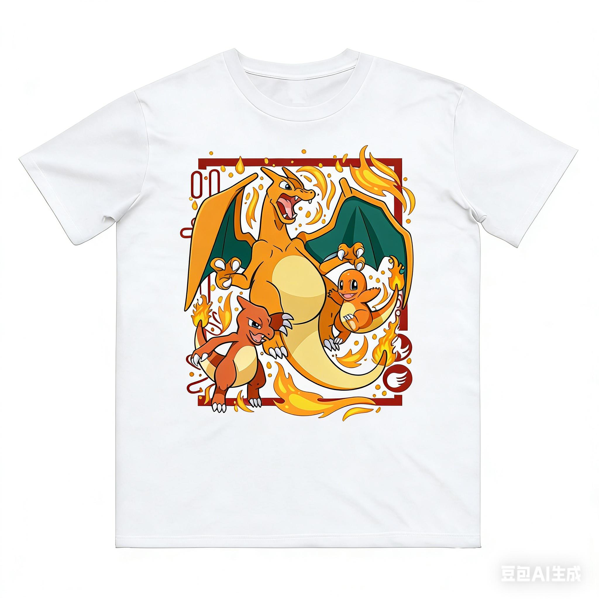 

Pokémon Charmander Evolution Printed Pure Cotton Tshirt Men and Women SpringSummer New Collection Fashion Short Sleeved Shirt 3XL