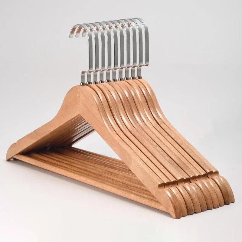 

10PCS Wooden Hangers 360° Swivel Hooks Premium Durable Heavy Clothes Storage Non-Slip Clothe Hanger - Shoulder Notch Accessories