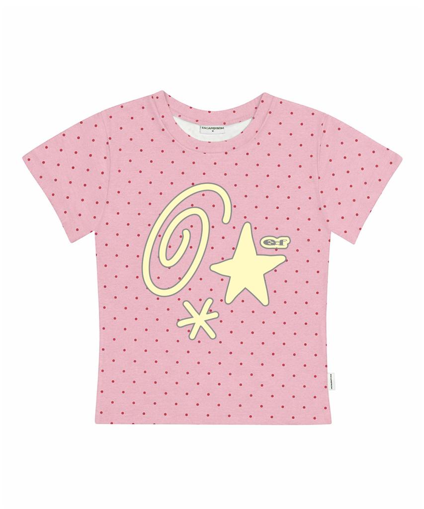 ESCAPEFROM Kitsch Symbol Print Dot Slim Fit Short Sleeve T-Shirt Mint