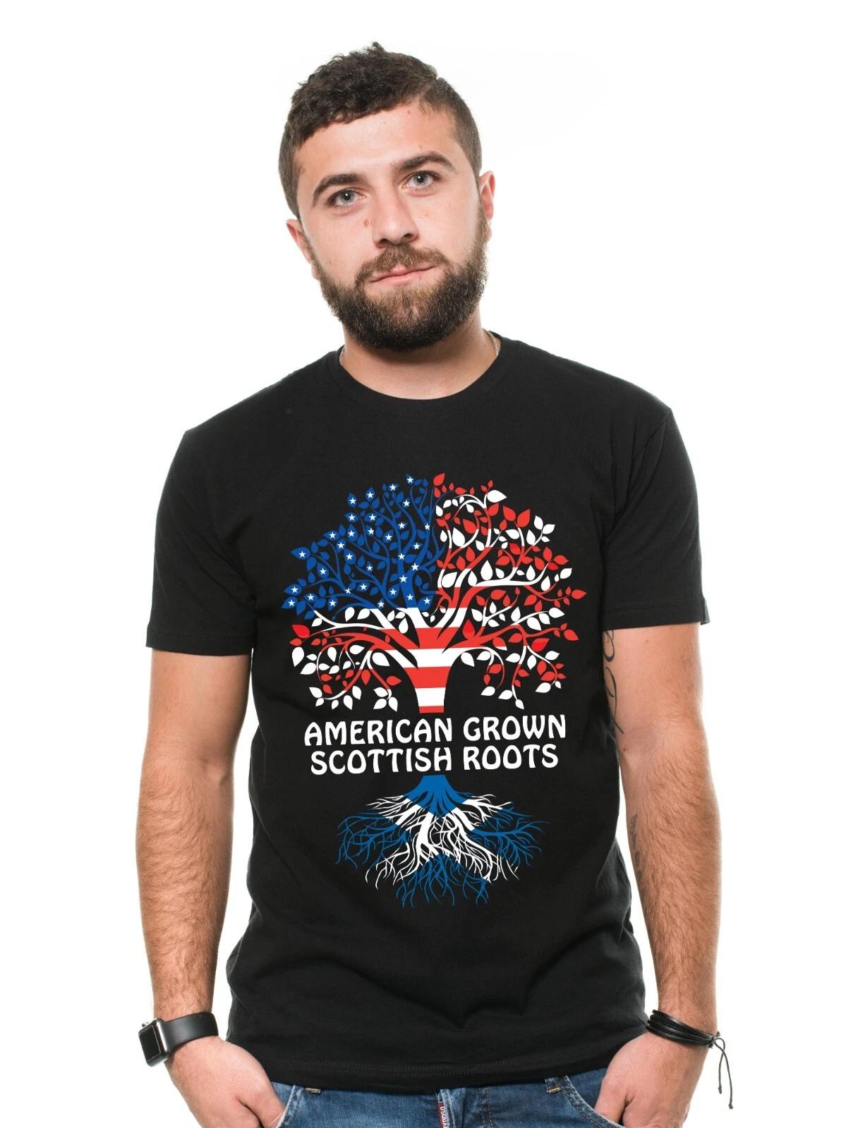 American Grown With Scottish Roots Shirt Scottish Patriotic Tee Scotland Shirt M