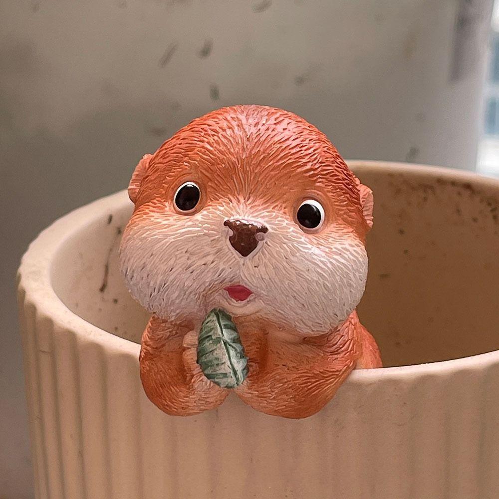 Cute Hippopotamus Hanging Flower Pot Cartoon Climbing Animal Statue  Living Room Bedroom