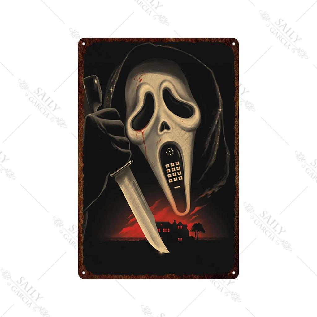 Scream Dead Horror Film Metal Tin Sign Posters Movies American Wall Art Metal Plates Man Cave Pub Bar Sign Metal Decor Plaques