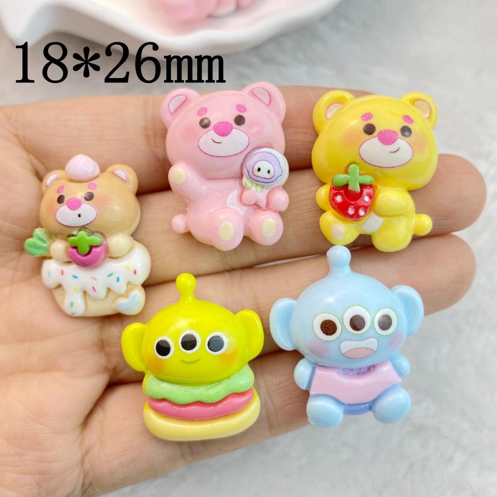 10Pcs New Cute Cartoon Little Bear, Monster Series Flat Back Ornament Jewelry Bows Accessories