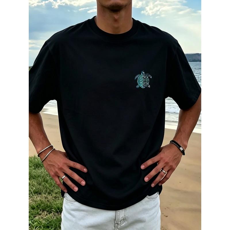 European Size New Men'S T-Shirt with Turtle Print, Comfortable And Breathable for Summer Casual Vacation