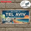 D Flat Pc Vintage Metal Sign Only for DecorationOutdoor Wall Art ( )Welcome To Tel Aviv Sign White City Decor