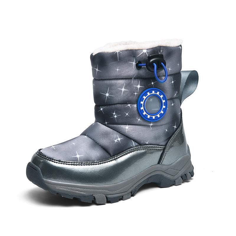 

Children s cotton shoes winter new velvet thickened warm high-top snow boots medium and older children s Northeast outdoor cotton boots 38