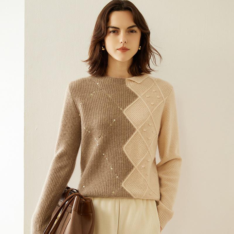 Thick Cashmere Half-High Collar Irregular Knit Loose Sweater