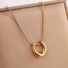 Stainless Steel Metal Texture U-Shaped Pendant Necklace for Women Necklace Fashion Gold Color Clavicle Chain Zircon Accessory