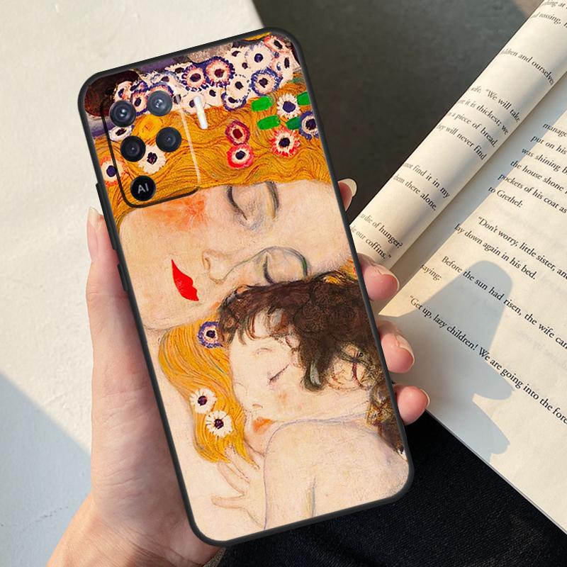 Gustav Klimt Kiss Art Case For Oppo A80 A60 A40 A78 A38 A18 A98 A58 A96 A76 A16 A94 A74 A54 A15 A17 A57 A77 A5 Pro