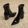 Fashion Autumn Women High Heel Ankle Boots New Winter Pointed Toe Chunky Heel Boots Women Comfortable Dress Shoes Women Zapatos De Mujer