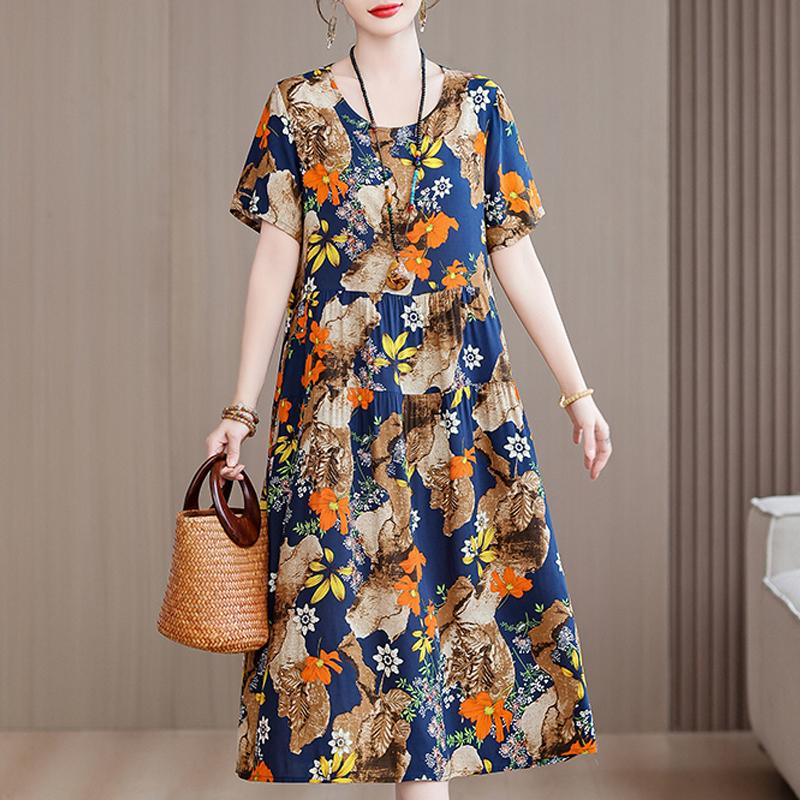 Eleganti abiti da donna estivi larghi a maniche corte taglie forti casual lunghi abiti per le donne abbigliamento vintage