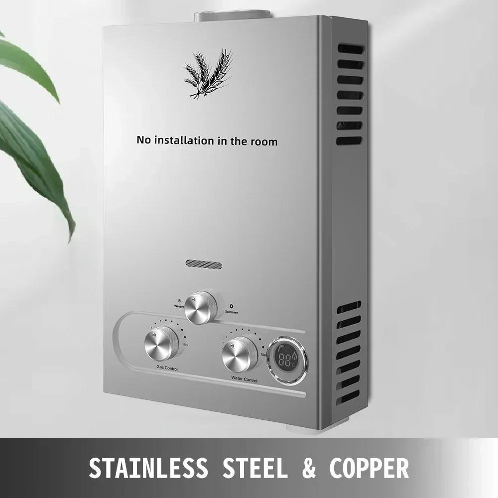 6-18L LPG Instant Gas Water Heater, Energy Saving Stainless Steel with LED Display, Safety Protection & Smart Control