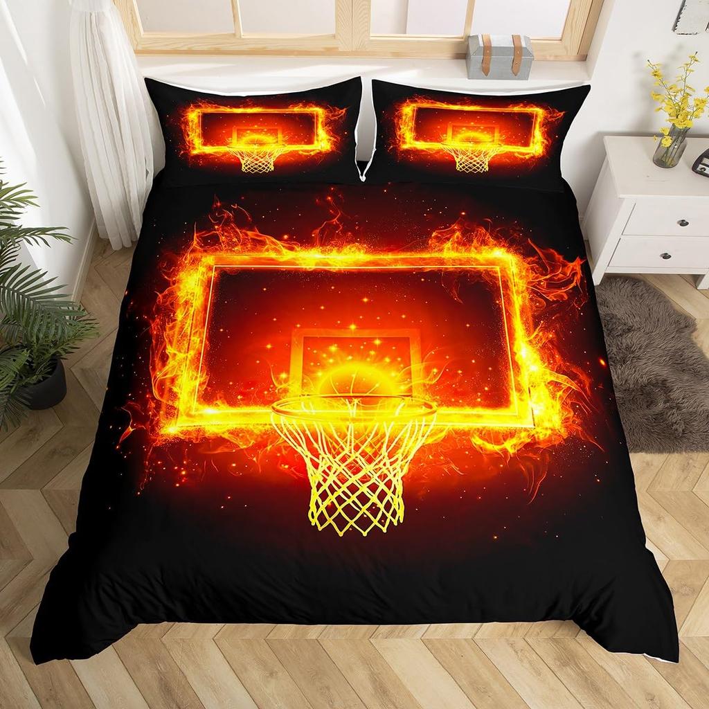 3D Basketball Duvet Cover Sports Game Baseketball Bedding Set Full for Kids Boys Girls Bedroom Decor Baseketball Comforter Cover