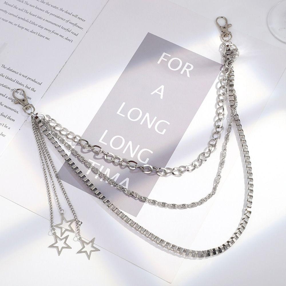 Gothic Star Waist Chain Metal Alloy Multi-layer Key Chains Fashion Jeans Chain  For Women Man