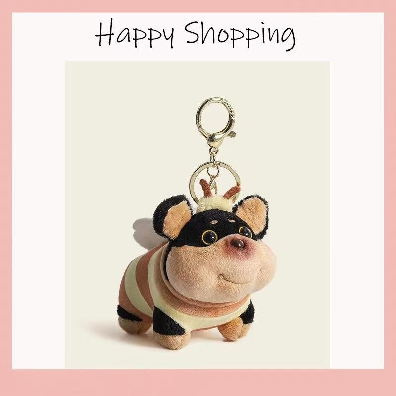 1Pcs Animal Accessories Cute Portable Bee Puppy Bag Pendant Soft Unique Puppy Plush Doll Dog Keychain Bag Hanging Decoration