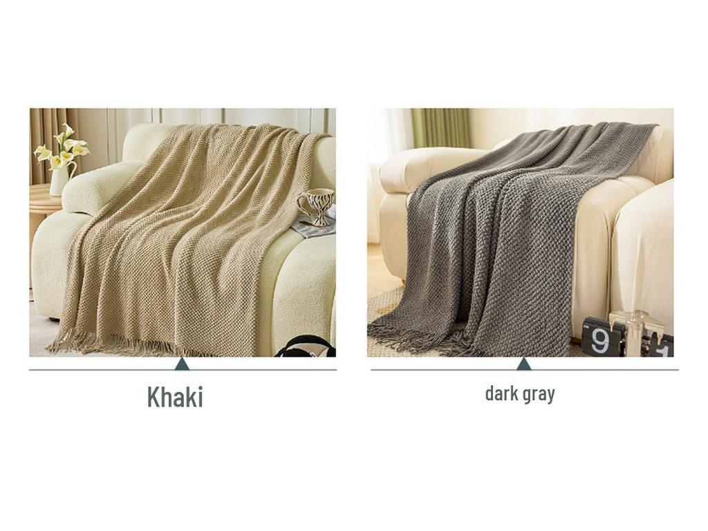 G5Z Luxuriöses Wollsofa & Nickerchen-Decke - Einfarbige, Ins-Stil, Schal-Überwurf, Bettende-Dekoration