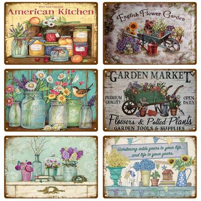Retro Tin Sign Poster Garden Vintage Wall Poster Metal Sign Decorative Wall Plate Flower Plaque Metal Vintage Decor Accessories