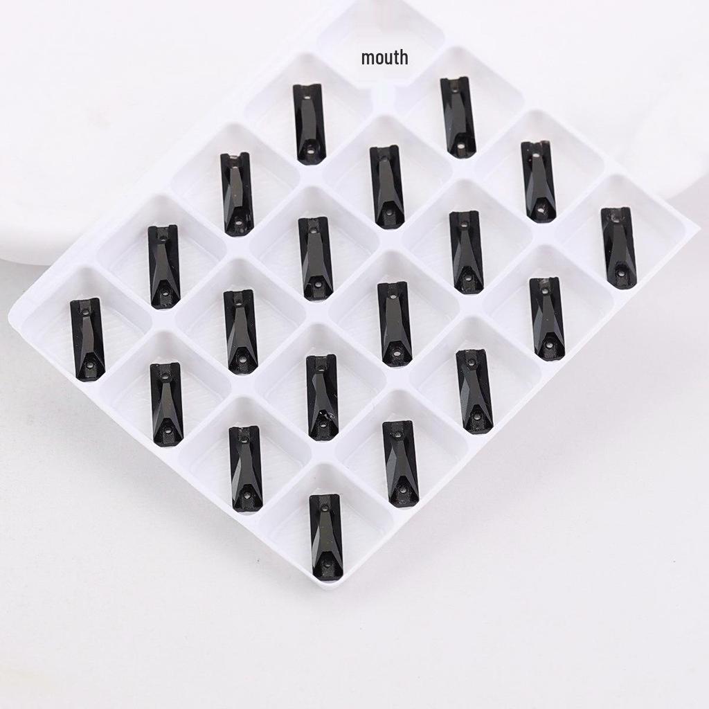 Black Flat Buckle Double Hole Hand-Sewn Crystal Glass DIY Accessories