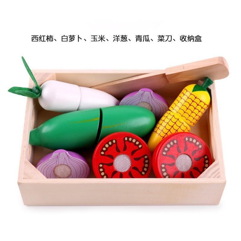 

Деревянные Имитационные Фрукты и Овощи Разрезаются, чтобы Показать Семейные Развивающие Игрушки VegetableA