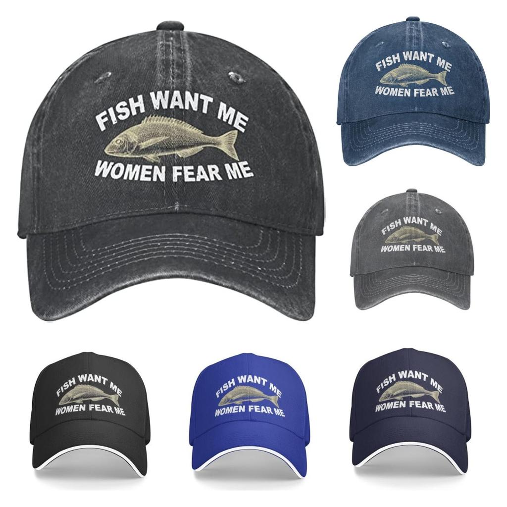 Funny Gift Hat Women Want Me Fishes Fear Me Hat for Women Baseball Hat Cool Hats Designer Cap Men One Size