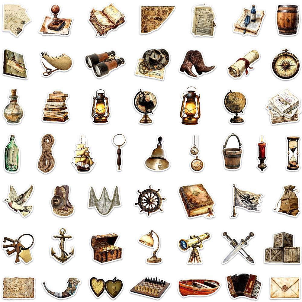 10/30/50pcs Vintage Navigation Cartoon Stickers Sailboat Nautical Chart Graffiti Decals DIY Notebook Phone Suitcase Cool Sticker