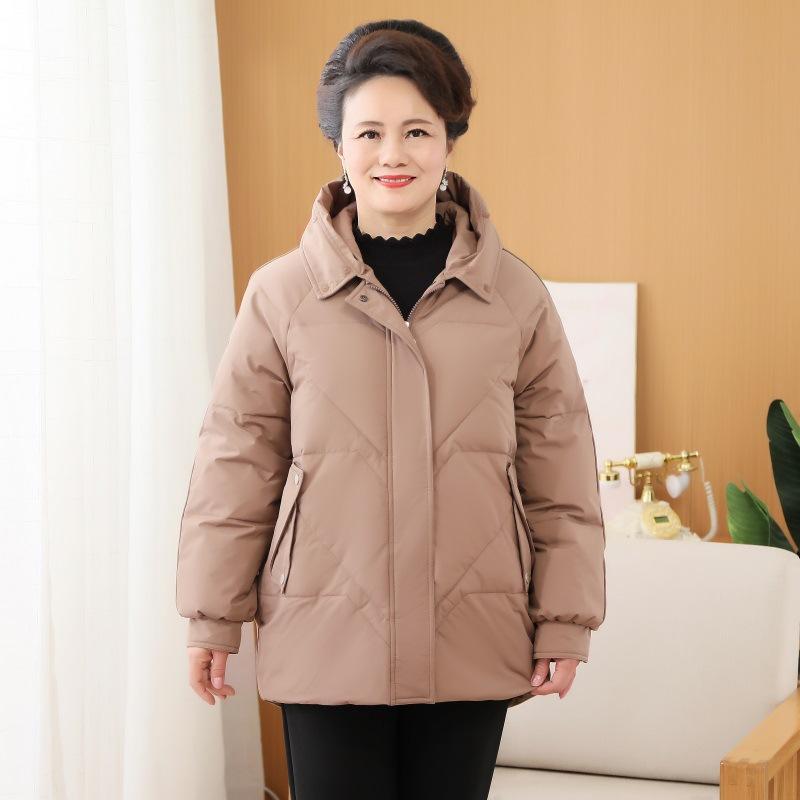 Winter Mid-length Down Jacket for Middle-aged and Elderly Women, Thickened Cotton-padded Jacket
