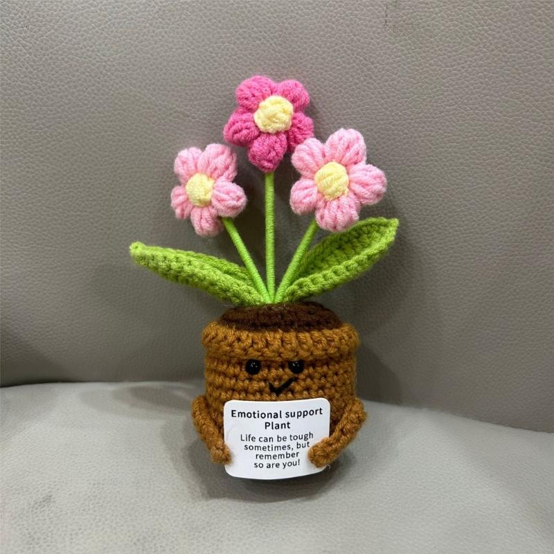 Handmade Yarn Crochet Potted Plant Craft Set Home Decoration Family Activity