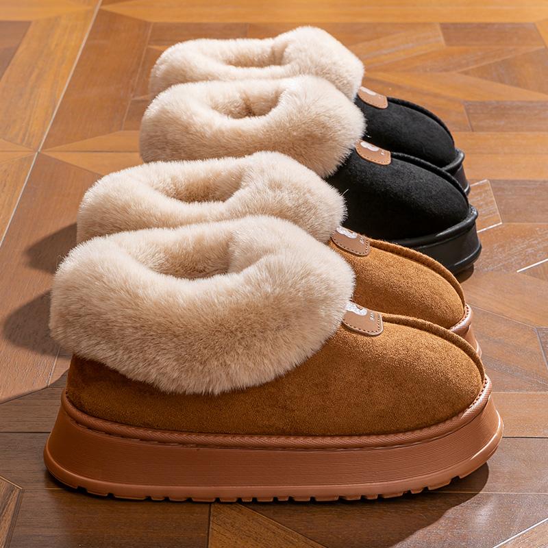 Cotton Slippers for Women Winter Snow Boots for Home and Indoor Warmth with Plush Thick Sole Couple Slippers
