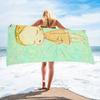 Minimalist Dreaming Girl Tapestry Flat Print Aesthetic Yellow Hair Art Wall Hanging for Living Room Bedroom Decor Bath Towel