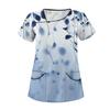 Women's Casual  Print Short Sleeve Sloping Collar Workwear Top With Double Pockets